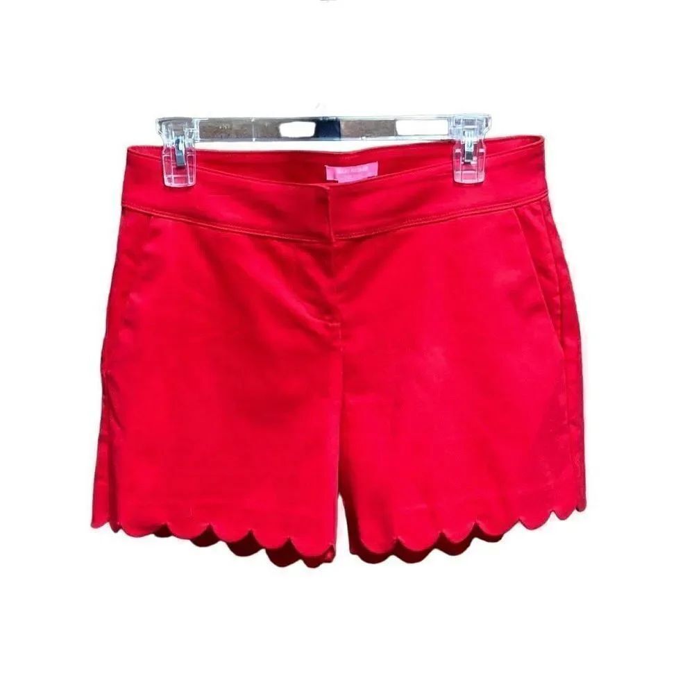 Isaac Mizrahi Red Scalloped Shorts Size 6 NEW